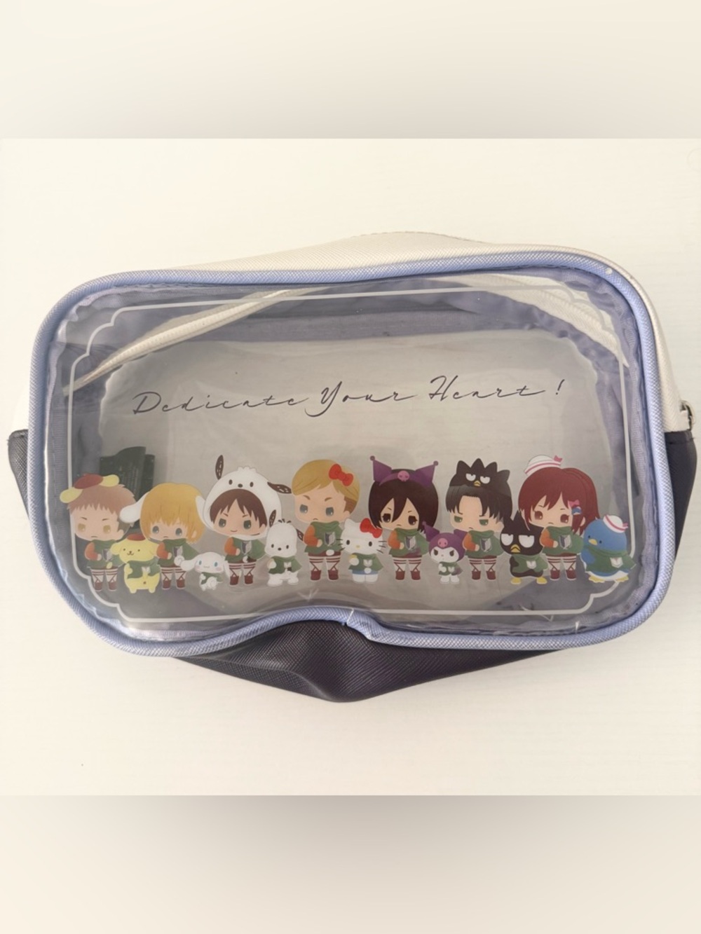 Anime official collectible attack on titan x sanrio makeup zipper bag / pouch